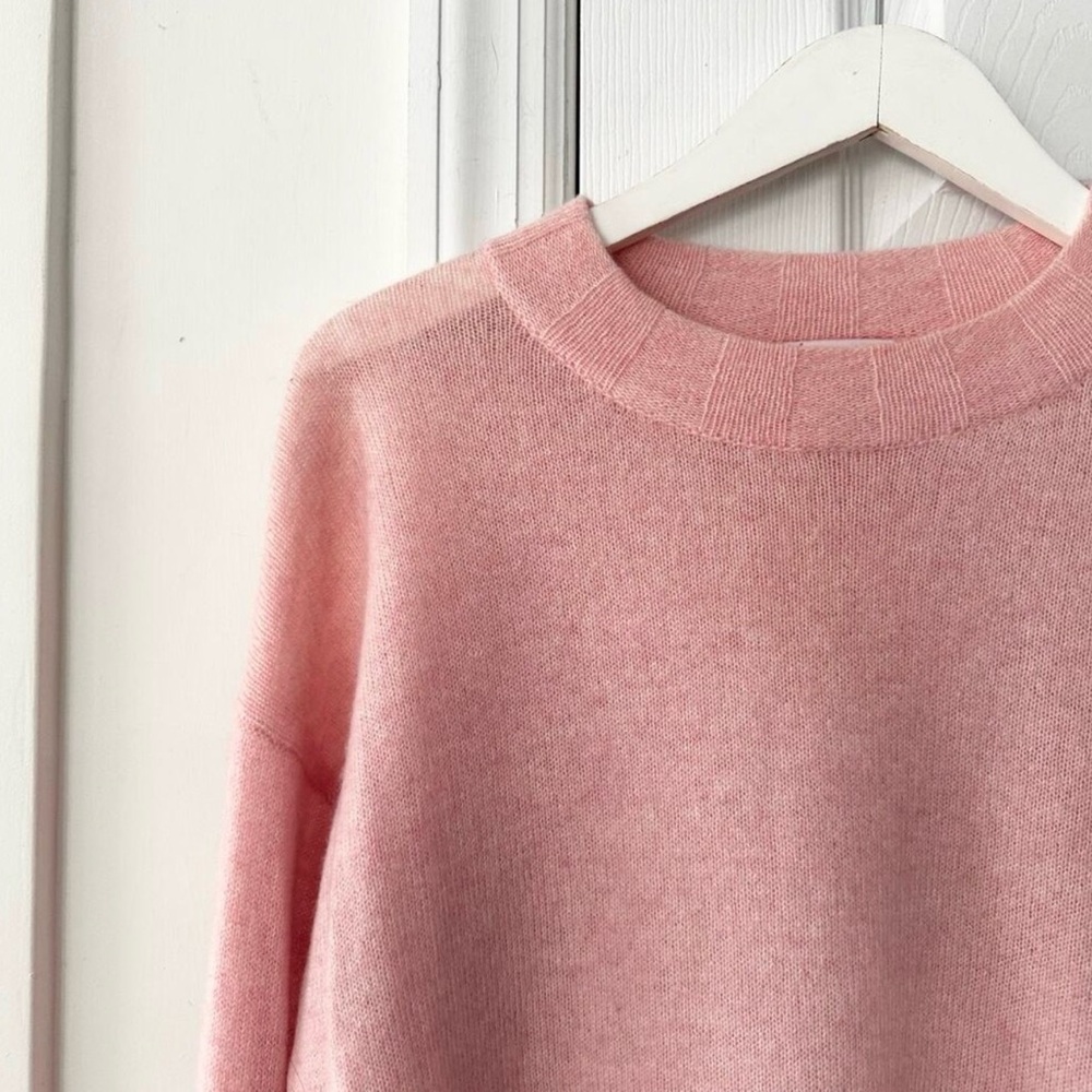 Brodie Cashmere Blush Pink High Neck Solid Soft Knit Sweater Women Medium - Picture 2 of 5